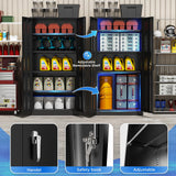 Greenvelly Metal Storage Cabinet, 72" Black Locking Storage Cabinets with Doors and 4 Shelves, Tall Tool Storage Cabinet for Garage, Steel Lockable Greenvelly