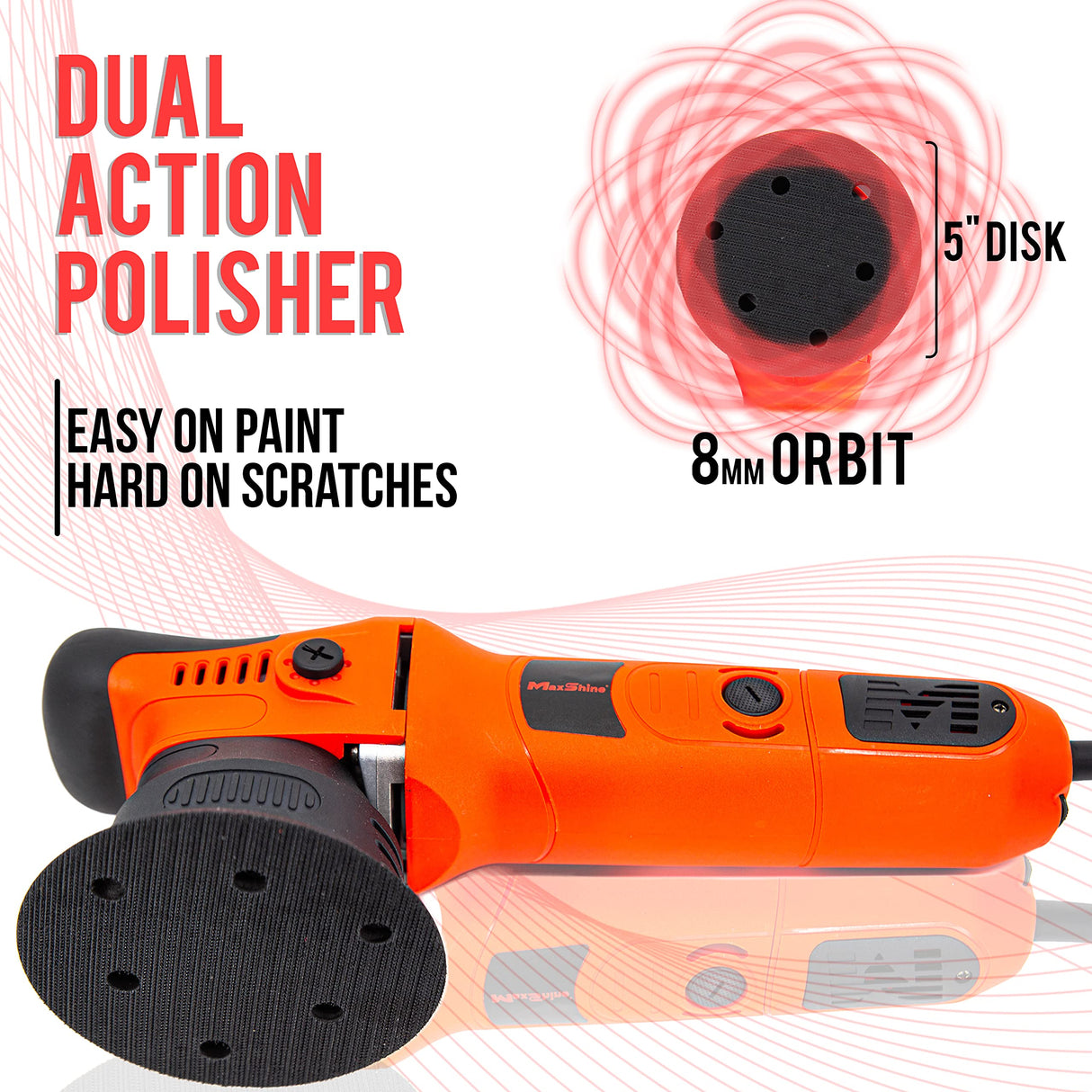 Dual Action Polisher for Car Detailing - MaxShine M8S V2 - Dual Action Polisher with 1000W Motor - 8mm Throw DA Polisher - 5-inch Backing Plate Maxshine