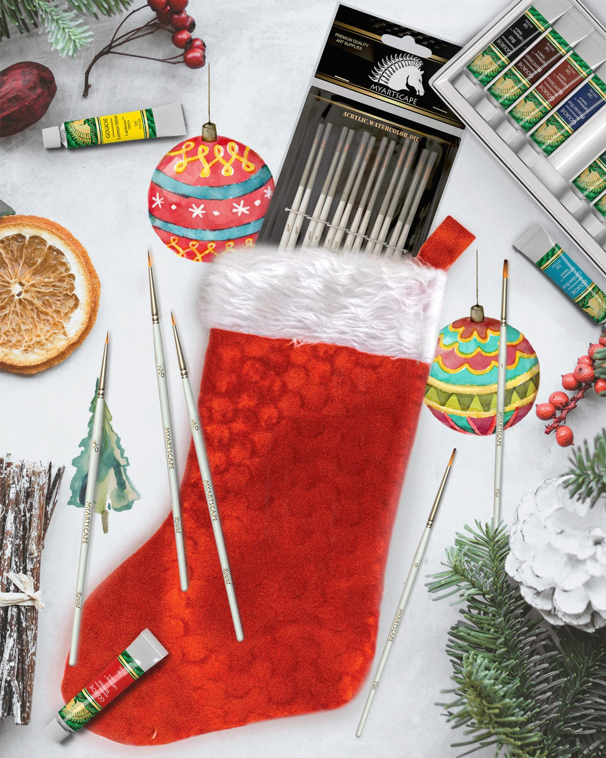 MyArtscape Artist Supplies Miniature Paint Brushes, Set of 12 for Detail & Fine Point Painting - use with Acrylic, Watercolor, Oil, Gouache - for MyArtscape