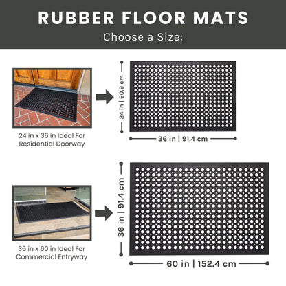 Envelor Anti Fatigue Rubber Floor Mat Non-Slip Restaurant Mat for Floors Bar Drainage Mat Doormat Utility Garage Home Slip Pool Entry 24 x 36 Inches