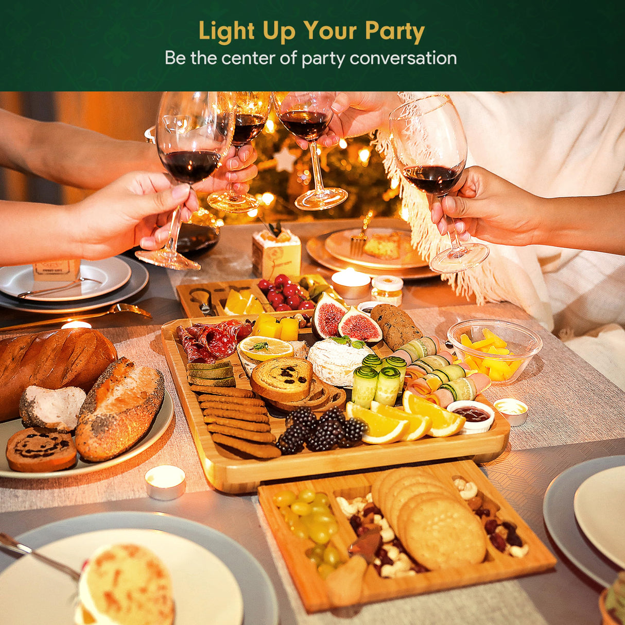 Easoger Large Bamboo Charcuterie Board with 2 Drawers, Knife and Bowls - Unique Housewarming, Wedding and Bridal Gift Easoger