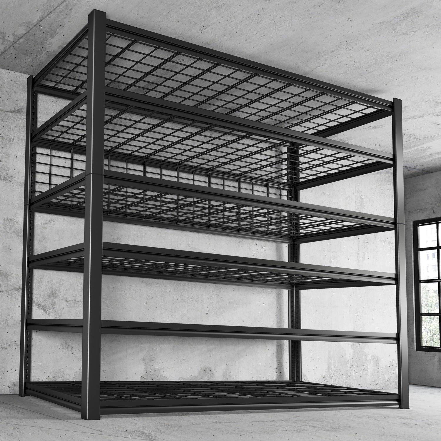 REIBII 84" H Garage Shelving, 6-Tier Garage Storage Shelves Heavy Duty Shelving Loads 3500LBS, 48" W Adjustable Garage Shelves Metal Shelving Storage REIBII
