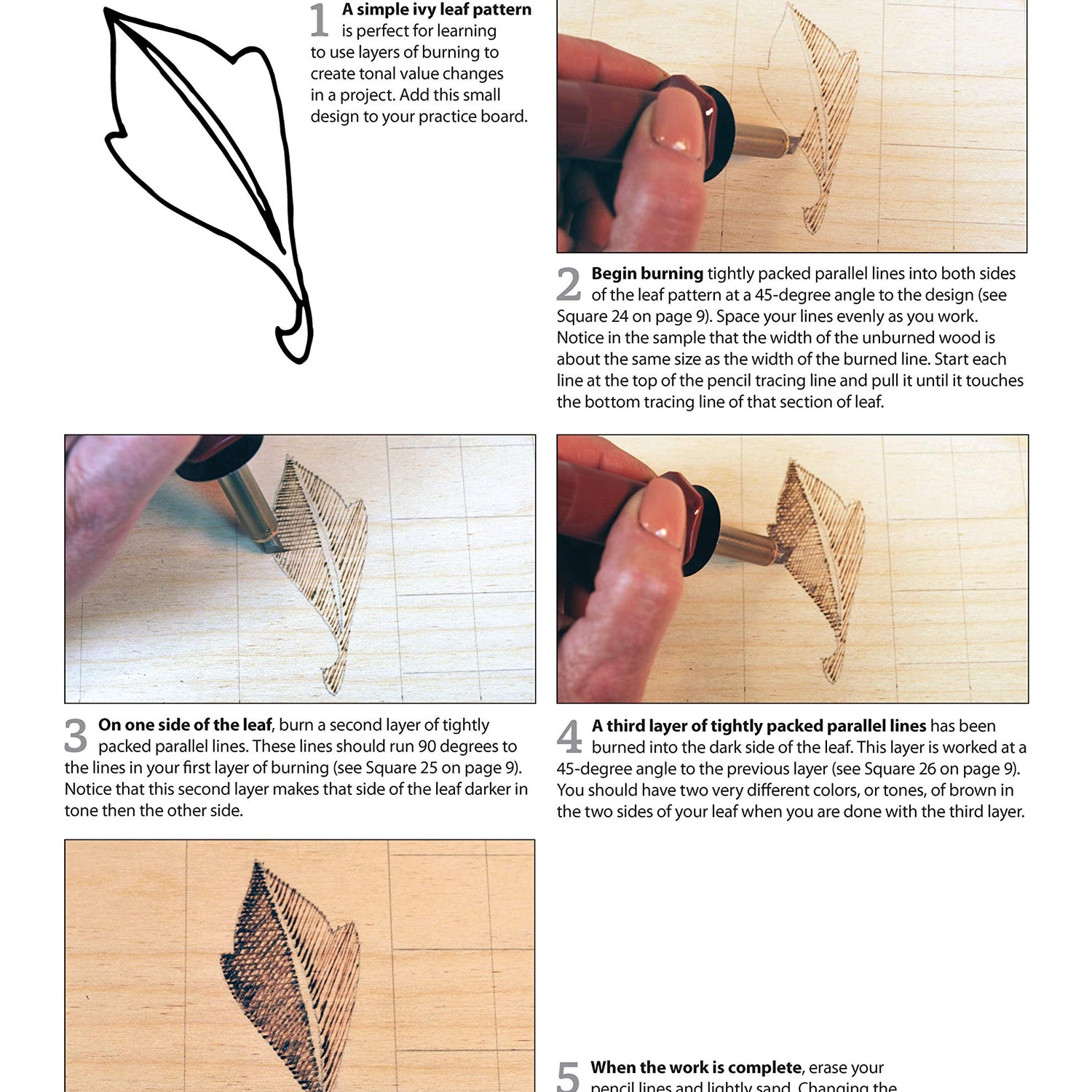 Pyrography Basics: Techniques and Exercises for Beginners (Design Originals) Patterns for Woodburning with Skill-Building Step-by-Step Instructions Design Originals