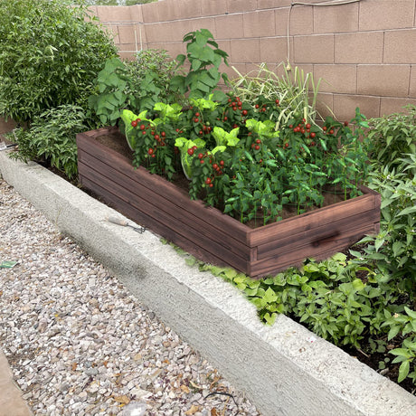 Giantex Raised Garden Bed, Wood Planter Box, Outdoor Planting Bed for Vegetable Flower, Rectangular Planter for Patio and Lawn 47''Lx24''Wx9''H, Giantex
