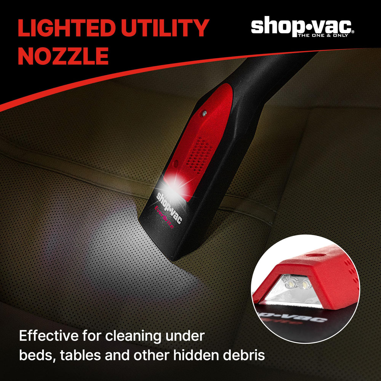 Shop-Vac Nozzle Kit with LED Light, 1-1/4" Air Driven Glowing Utility Nozzle for AC Wet Dry Shop Vacuum, 1-1/2" Adaptor Included, No Battery Required Shop-Vac