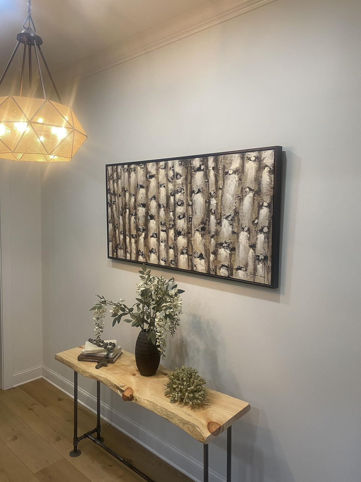 SRL Industrial Console Table - Live Edge Sofa Table – Sofa Tables w/ Solid Pine Slabs & Pipe Legs – Console Tables for Living Room or Bedroom – Southern Rustic LOGWERKS