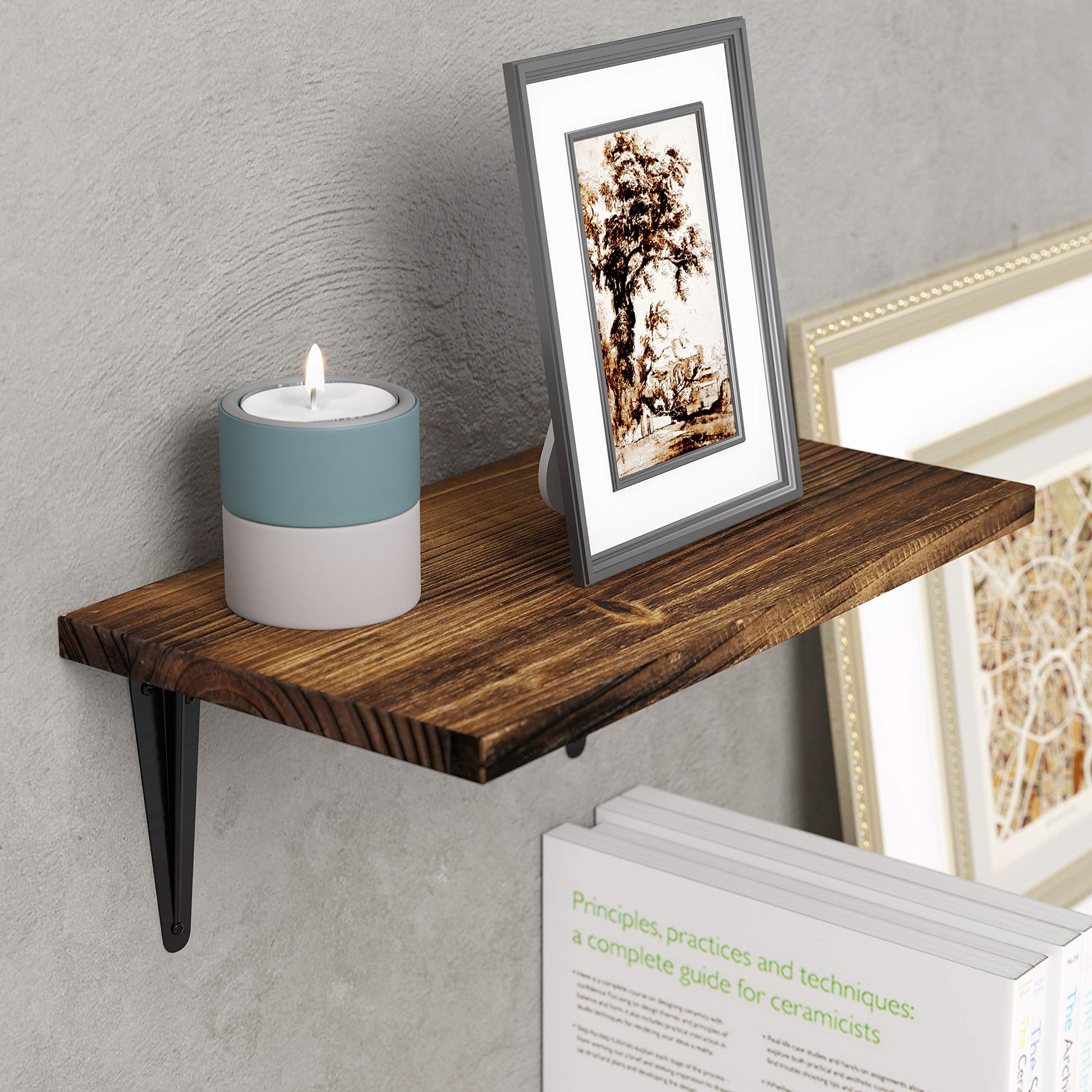 BAMFOX Floating Shelves Wall Mounted, Rustic Wood Wall Shelf for Bedroom, Bathroom, Living Room, Kitchen - WoodArtSupply