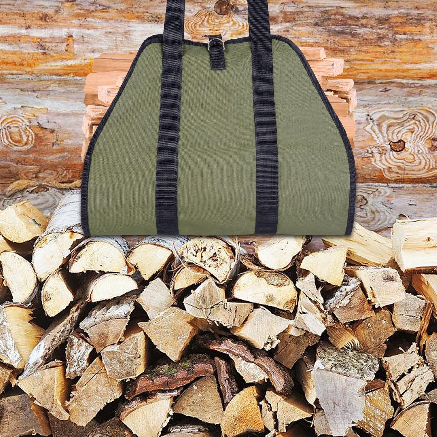 Marrywindix Firewood Carrier Waxed Canvas Fire Place Wood Carring Bag with Handles Firewood Logs Tote Holder for Indoor Fireplace Outdoor Camping - WoodArtSupply