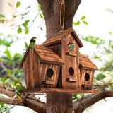 COLEBA Bird Houses for Outside, Outdoor 4 Hole Bird House Room for 4 Bird Families Bluebird Finch Cardinals Hanging Birdhouse for Garden COLEBA