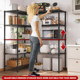 REIBII 58''W Storage Shelves Load 1400LBS Wire Shelving Unit 5 Tier Metal Shelving for Storage Rack Shelves for Storage Heavy Duty Garage Shelf REIBII