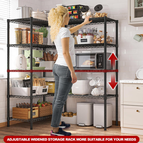 REIBII 58''W Storage Shelves Load 1400LBS Wire Shelving Unit 5 Tier Metal Shelving for Storage Rack Shelves for Storage Heavy Duty Garage Shelf REIBII