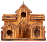 COLEBA Bird Houses for Outside,Outdoor 5 Hole Bird House Room for 5 Bird Families Bluebird Finch Cardinals Hanging Birdhouse for Garden (Brown - Set COLEBA