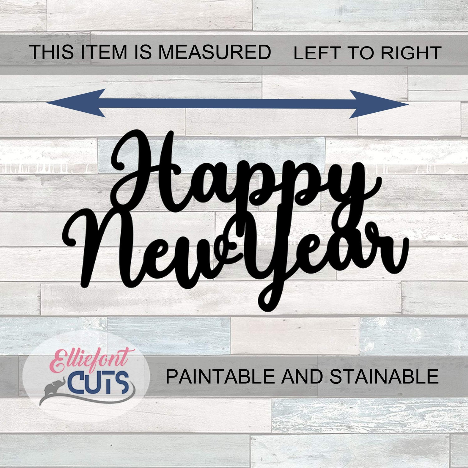 Happy New Year Wood Cutouts for crafts, Laser Cut Wood Shapes 5mm thick Baltic Birch Wood, Multiple Sizes Available Elliefont Styles