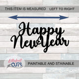 Happy New Year Wood Cutouts for crafts, Laser Cut Wood Shapes 5mm thick Baltic Birch Wood, Multiple Sizes Available Elliefont Styles