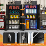 INTERGREAT Metal Storage Cabinet with Lock, 72" H Garage Storage Cabinets with Doors and Adjustable Shelves, Black Lockable Steel Supply Cabinet for INTERGREAT