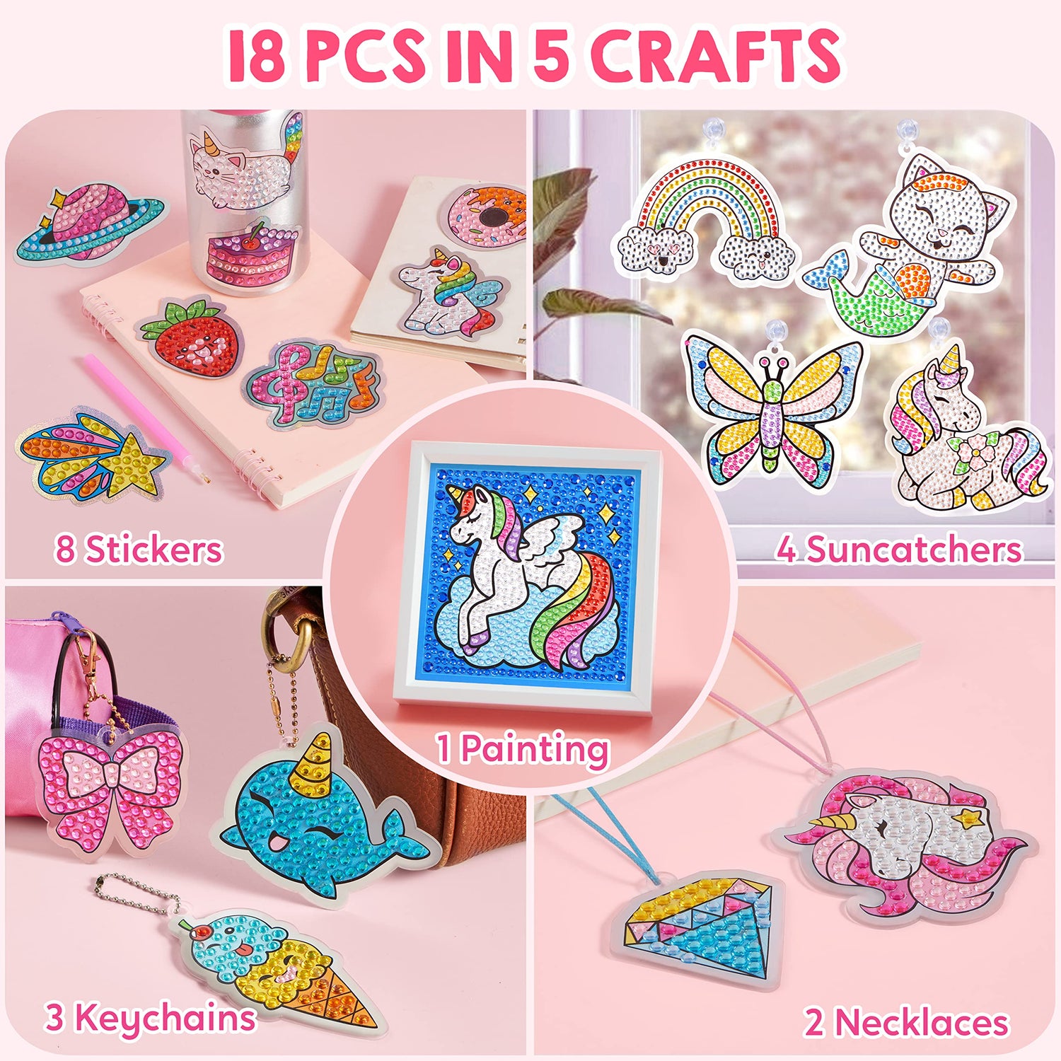 Gem Art, Kids Diamond Painting Kit with 5D Gem, Arts and Crafts for Girls Ages 6-12, Gem Craft Activities Kits, Premium Diamond Art Gift Ideas for Klever Kits