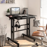 Klvied Adjustable Height Standing Desk with Cup Holder, Portable and Easy to Move, Ideal for Home or Office, Black Klvied