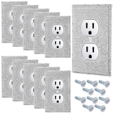 Kathfly 10 Pcs Silver Shiny Wall Plate Rhinestones Outlet Covers Decorative Bling Socket Covers for Outlets Glitter Wall Socket Cover for Room Home Kathfly