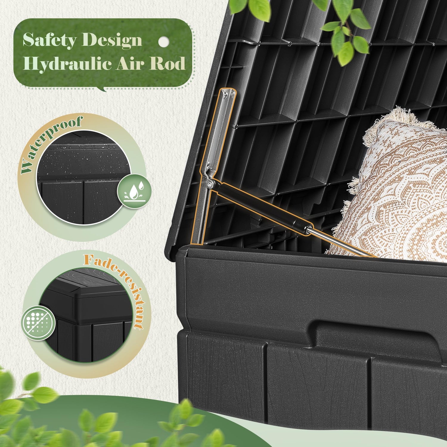 Homall 85 Gallon Large Resin Deck Box Waterproof Outdoor Storage with Padlock Indoor Outdoor Organization and Storage Container for Patio Furniture Homall