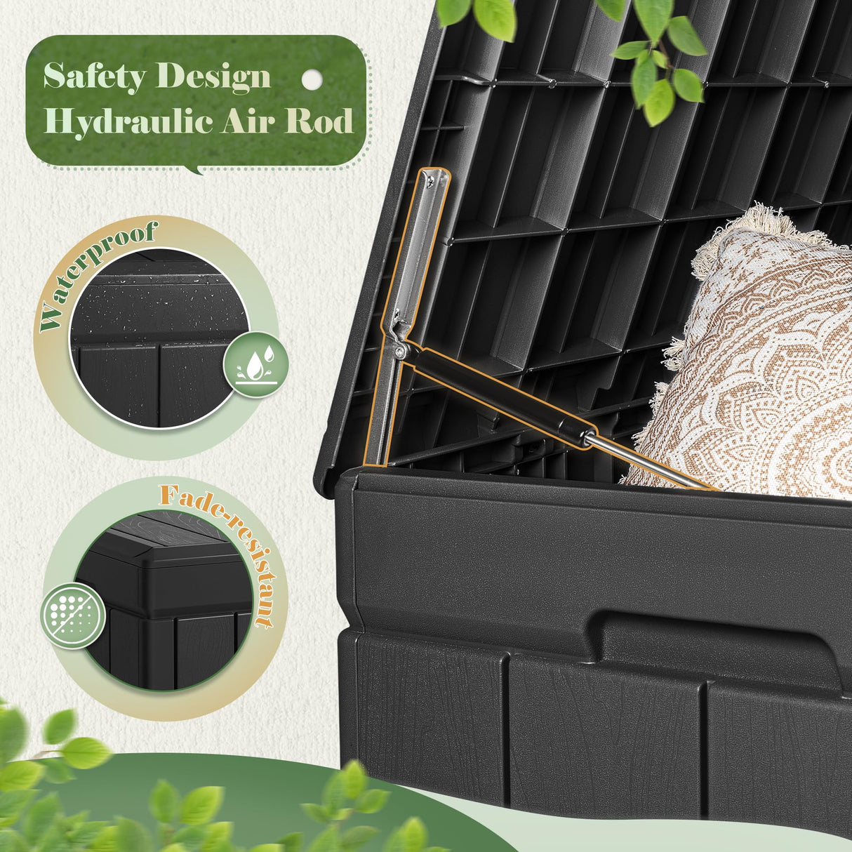 Homall 85 Gallon Large Resin Deck Box Waterproof Outdoor Storage with Padlock Indoor Outdoor Organization and Storage Container for Patio Furniture Homall