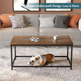 SAYGOER Coffee Table Simple Modern Rectangular Center Table Open Space Minimalist for Living Room Home Office Industrial Cocktail Tables, Dark Walnut SAYGOER