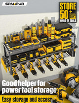 Spampur Power Tool Organizer for Tool Storage, Drill Holder Wall Mount with Charging Station, Tool Holder and Storage Rack for Garage Organization, Spampur