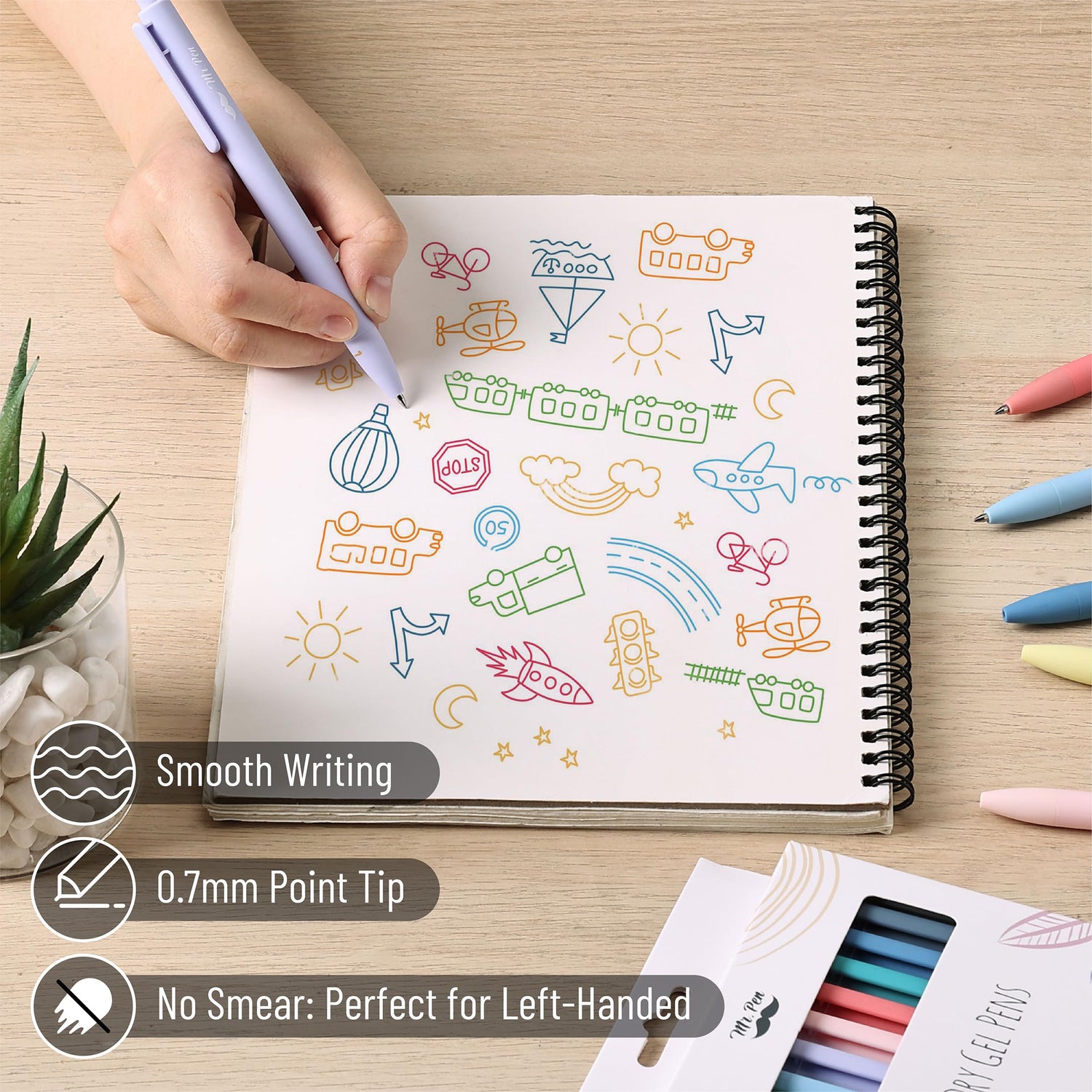 Mr. Pen- Retractable Gel Pens, 12 Pack, Fast Dry, Gel Pens Fine Point 0.7mm, Retractable Pens, Cute Pens, Gel Ink Pens, Aesthetic Pens for Mr. Pen