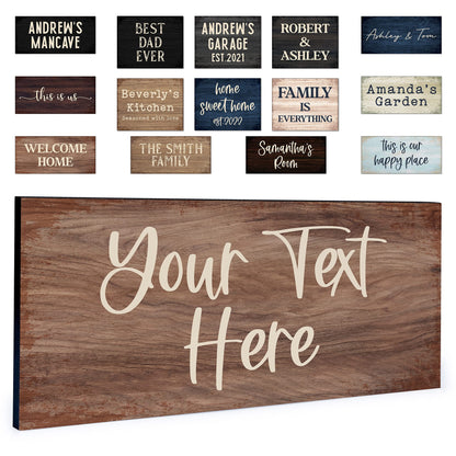 Personalized Signs for Home, Custom Sign with Any Text, 3 Sizes - 12 Background Options & 8 Fonts - Customizable Sign 11X5 - WoodArtSupply