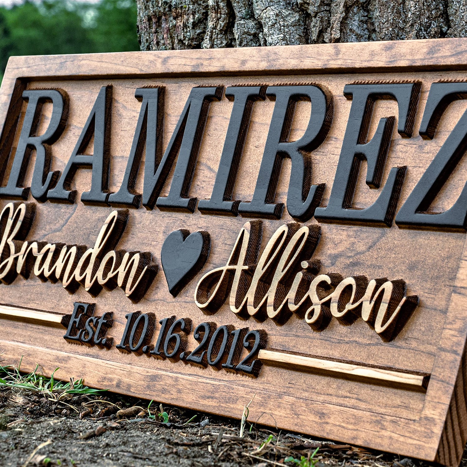 Bridal Shower Gift | Personalized Wedding Gift Last Name Established Sign | Anniversary Gift | Engagement Gifts | Valentines Day Gift | Wood Wedding 3D Woodworker