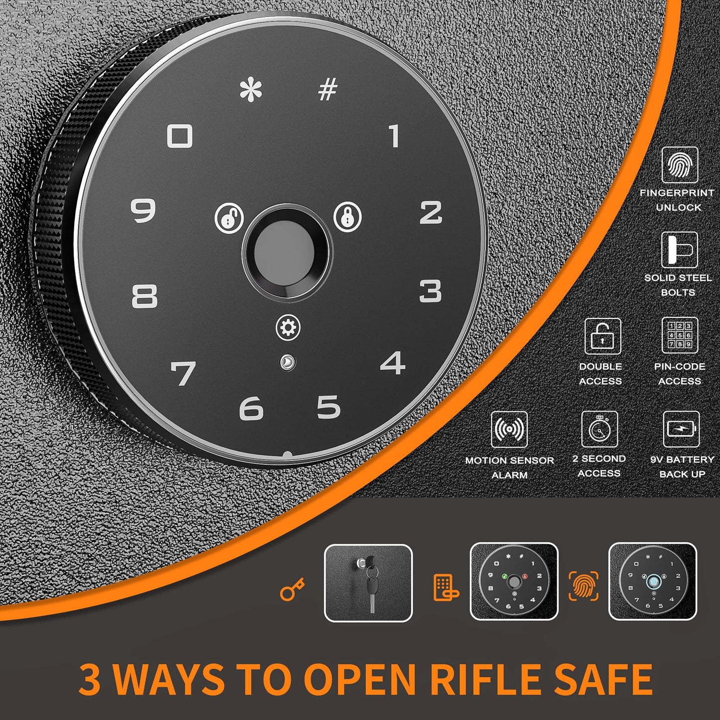 INTERGREAT Fingerprint Rifle Gun Safe, 4-10 Gun Safes for Home Rifle and Pistols, Quick Access Rifle Safe for Pistols and Shotguns, Gun Locker with 3 - WoodArtSupply