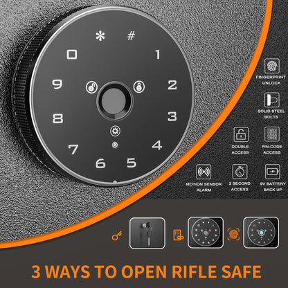 INTERGREAT Fingerprint Rifle Gun Safe, 4-10 Gun Safes for Home Rifle and Pistols, Quick Access Rifle Safe for Pistols and Shotguns, Gun Locker with 3 - WoodArtSupply