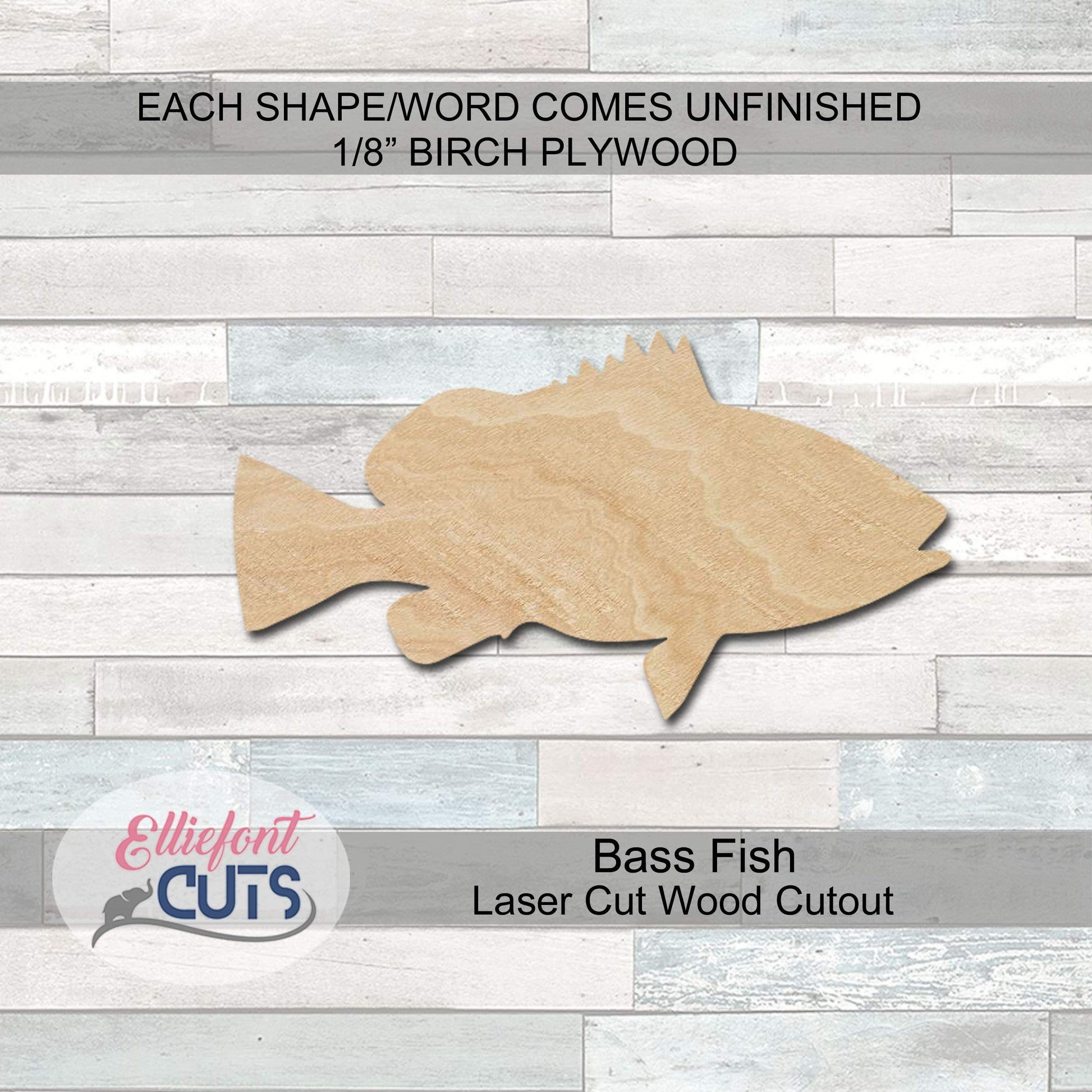 Fish Wood Cutouts for crafts, Laser Cut Wood Shapes 5mm thick Baltic Birch Wood, Multiple Sizes Available - WoodArtSupply