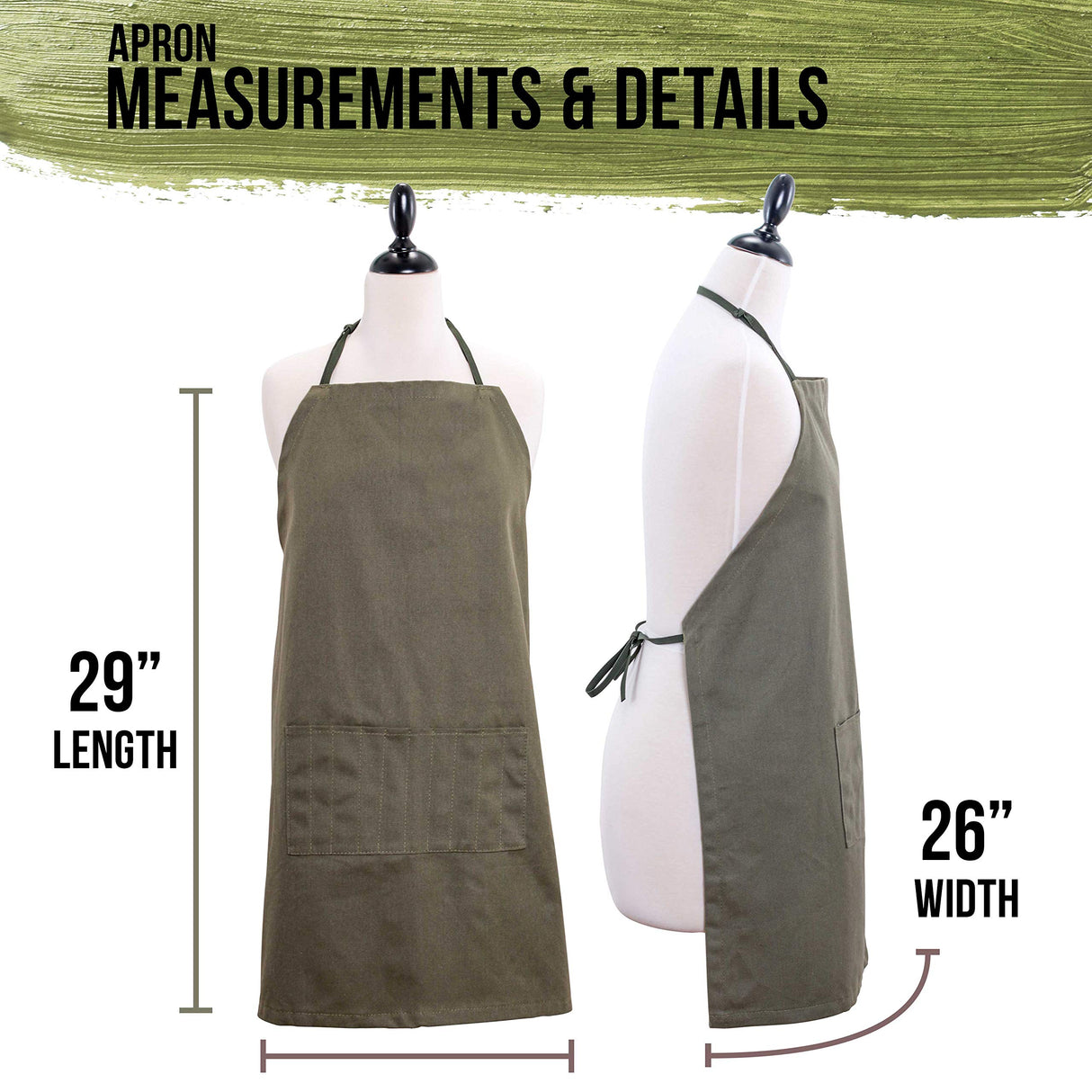 U.S. Art Supply Large Canvas Adjustable Artist Apron - Size: 27" x 21" U.S. Art Supply