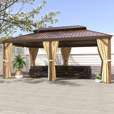 Aoxun 12' x 20' Permanent Hardtop Gazebo with Galvanized Steel Double Roof and Aluminum Frames Outdoor Large Pavilion Gazebo for Patio Deck Garden, Aoxun