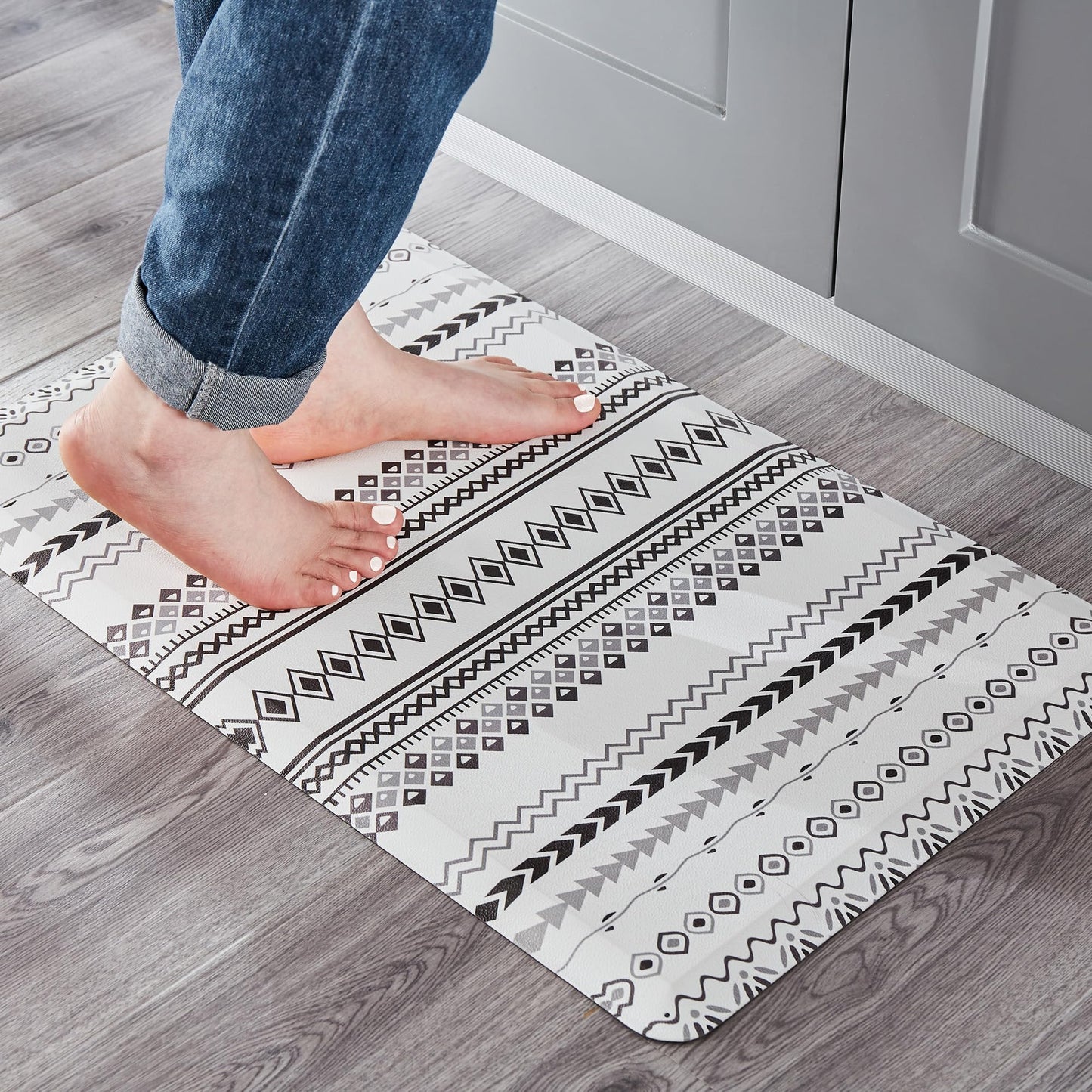 KOKHUB Boho Kitchen Mat, Farmhouse Cushioned Kitchen Rugs, Anti-Fatigue Non-Slip Kitchen Floor Mats, Stain Resistant Mats for Home, Office, Sink, - WoodArtSupply