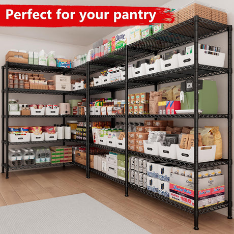 REIBII 61.2''W Storage Shelves 1500LBS Wire Shelving Unit 5 Tier Metal Shelving for Storage Rack Shelves for Storage Heavy Duty Garage Shelf Pantry REIBII