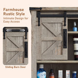 OKD Bathroom Wall Cabinet, Farmhouse Medicine Cabinet with Sliding Barn Door & Adjustable Shelves, Storage Cabinet Wall Mounted for Bathroom, OKD