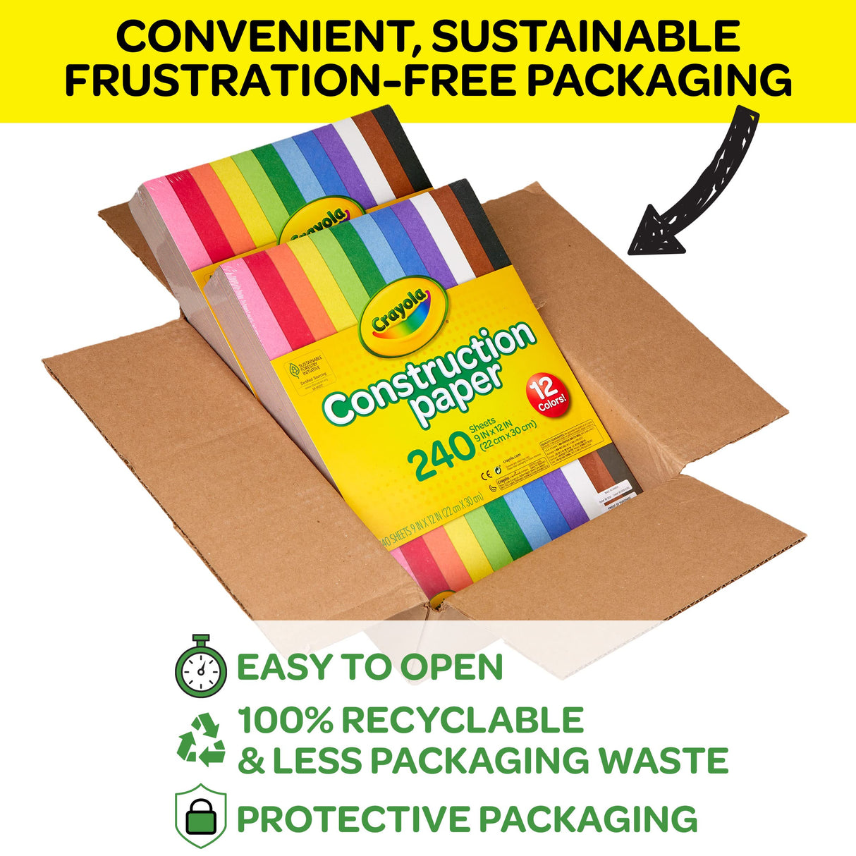 Crayola Construction Paper - 480ct (2 Pack), Bulk School Supplies for Kids, Classroom Supplies for Preschool, Elementary, Great for Arts & Crafts Crayola