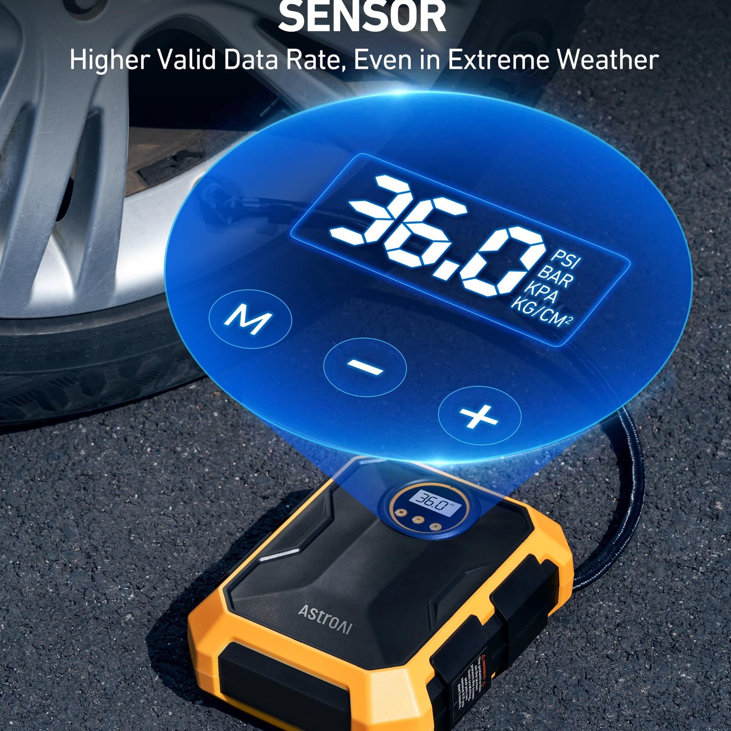 AstroAI Tire Inflator Air Compressor 12V DC Portable Air Compressor Car Accessories Auto Tire Pump 100PSI with LED Light Digital Air Pump for Car AstroAI