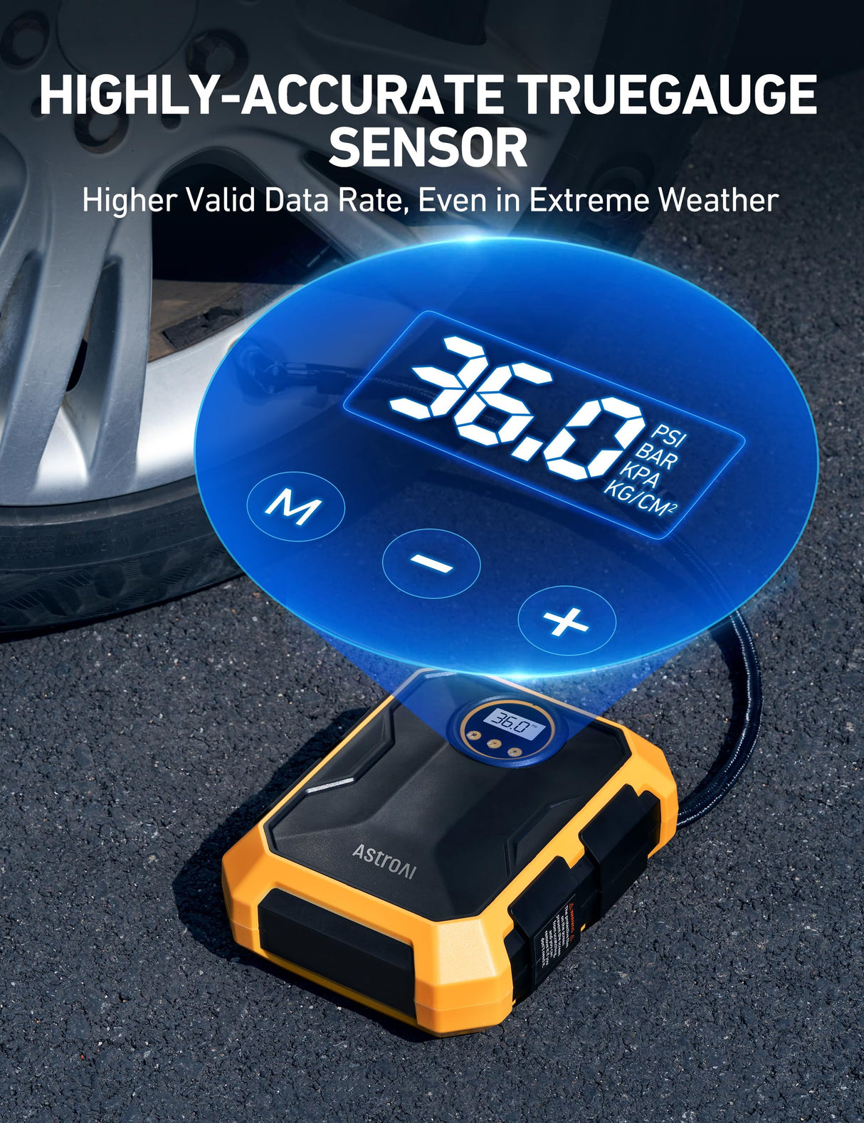 AstroAI Tire Inflator Air Compressor 12V DC Portable Air Compressor Car Accessories Auto Tire Pump 100PSI with LED Light Digital Air Pump for Car AstroAI