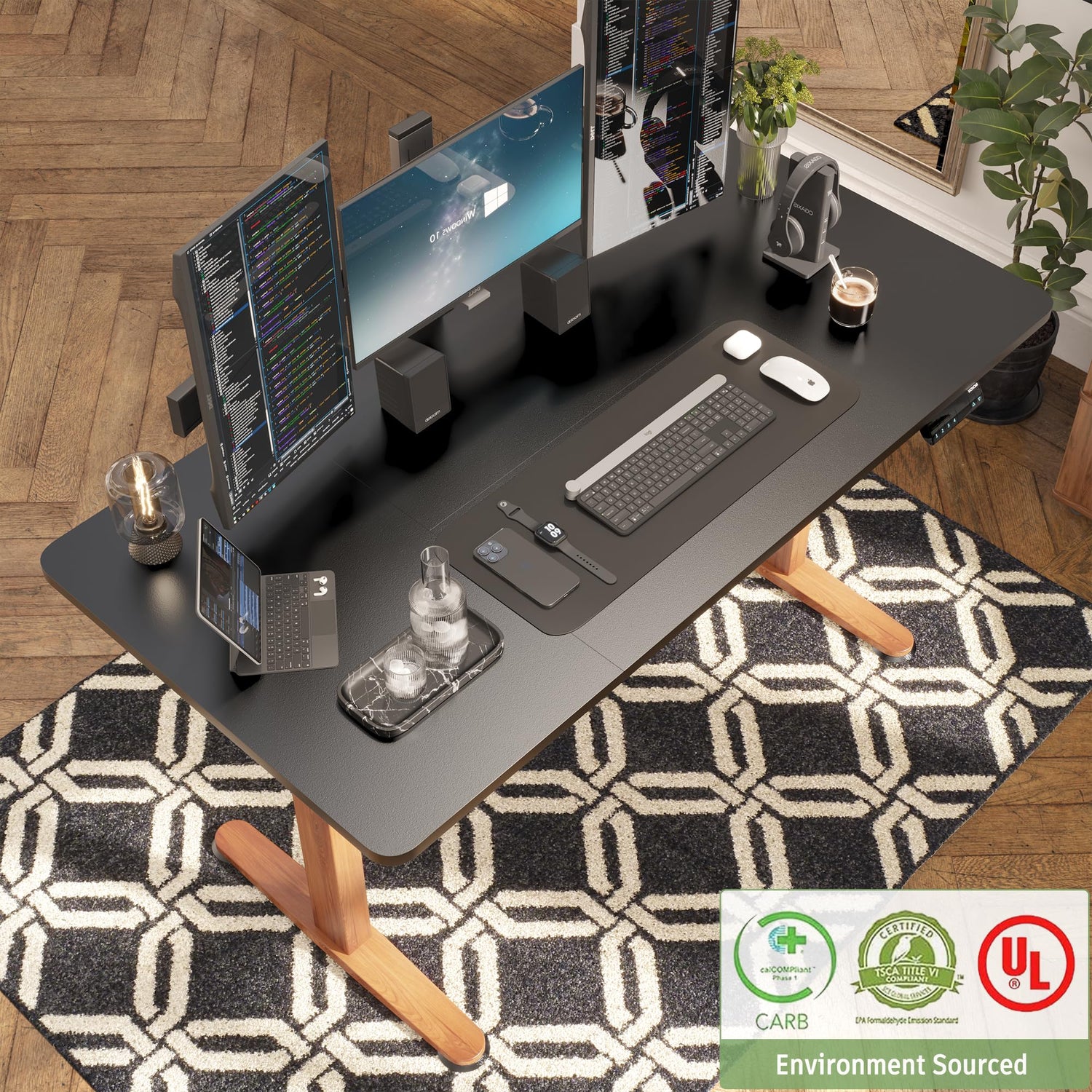 Monomi Electric Standing Desk, 55 x 28 inches Height Adjustable Desk, Ergonomic Home Office Sit Stand Up Desk with Memory Preset Controller (Black Monomi