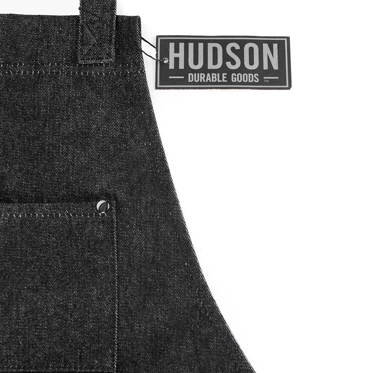 Hudson Durable Goods Adjustable Crossback Denim Apron with Pockets – 34 x 27 In. Chefs Apron with 4 Pockets and Loop Fits Most – Black Denim Apron Hudson Durable Goods