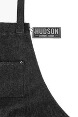 Hudson Durable Goods Adjustable Crossback Denim Apron with Pockets – 34 x 27 In. Chefs Apron with 4 Pockets and Loop Fits Most – Black Denim Apron Hudson Durable Goods