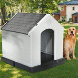 Pet Republic Large Plastic Dog House Indoor Outdoor Doghouse Dog Kennel Easy to Assemble Puppy Shelter w/Air Vents Elevated Floor Waterproof Pet Republic
