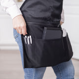 Black Full Length Clip-on Bib Apron with 5 Pockets and Zipper Pouch - Easy to Clean - Great for Servers, Cooking, Kitchen, Cleaning, Teacher, Arts & iServ