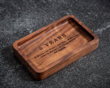 MUUJEE Ring Dish - Engraved Rectangle Wood Tray Small Jewelry Dish 5 Year Wedding Anniv Gifts Ideas - 5.5" x 3.5" (5 Years) MUUJEE