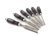 Narex 6 pc Set 6 mm (1/4), 10 (3/8), 12 (1/2), 16 (5/8), 20 (13/16), 26 (1-1/16) Woodworking Chisels in Wooden Presentation Box 853053 Narex