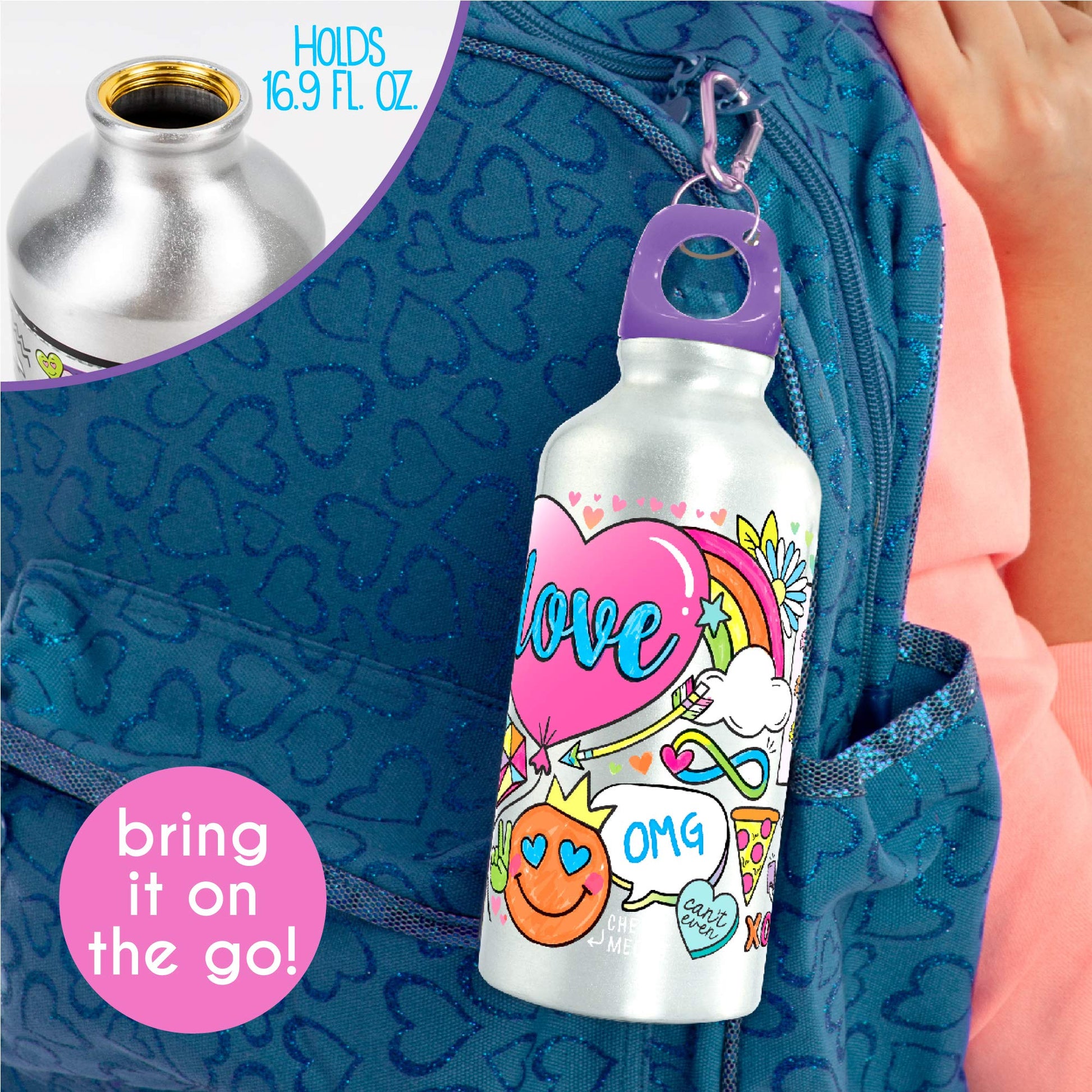  Just My Style Color Your Own Water Bottle, Includes