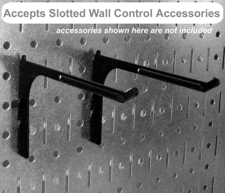 Wall Control Pegboard Rack Garage Storage Galvanized Steel Horizontal Peg Board Pack - Two 32-Inch x 16-Inch Shiny Metallic Metal Peg Board Tool Wall Control