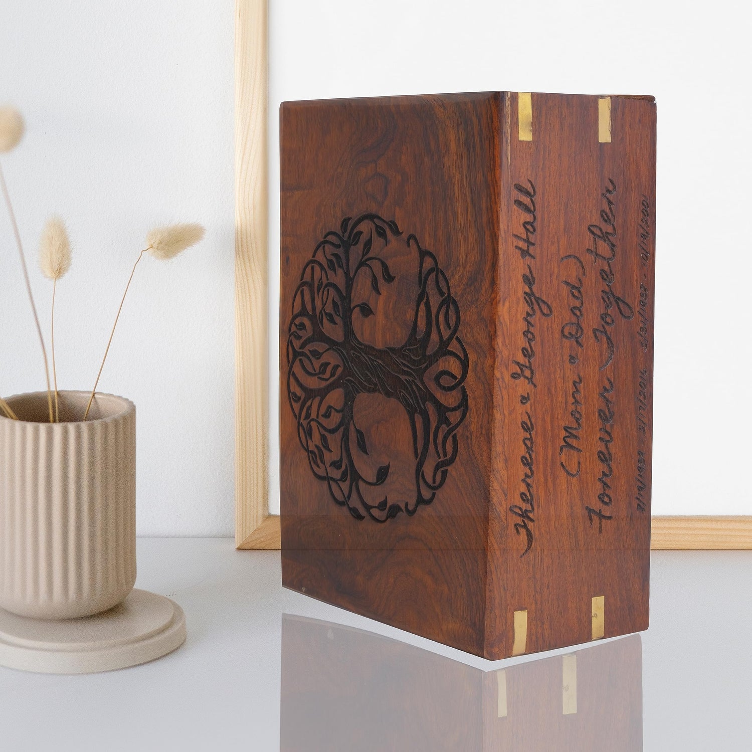 Personalized Urns for Human or Pet Ashes, Personalized Wooden Engraved Cremation Urn, Wood Funeral Urn - Keepsake Box, Memorial Urn or Casket (Wood The Maryam Crafts